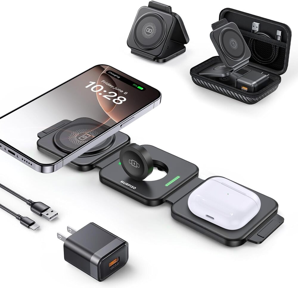 3-in-1 Foldable Magnetic Wireless Charging Station for Apple Devices The Travel